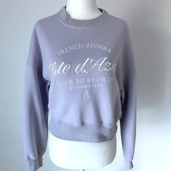 ABERCROMBIE & FITCH Soft AF Lavender Cropped Sweatshirt Size XXS - Picture 1 of 7